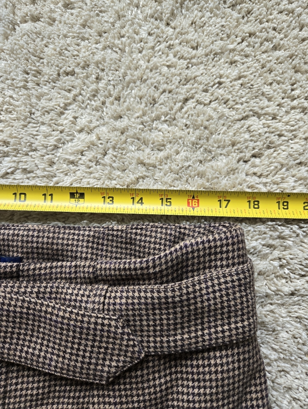 Polo Ralph Lauren Wool Blend Wide Leg Pants Womens 14 Brown Houdstooth Belted - Picture 11 of 12